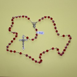 Rosario cristal facetado 32 fases rojo