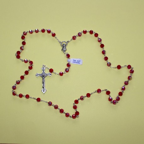 Rosario cristal facetado 32 fases rojo