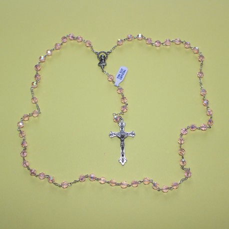 Rosario cristal facetado 32 fases rosa