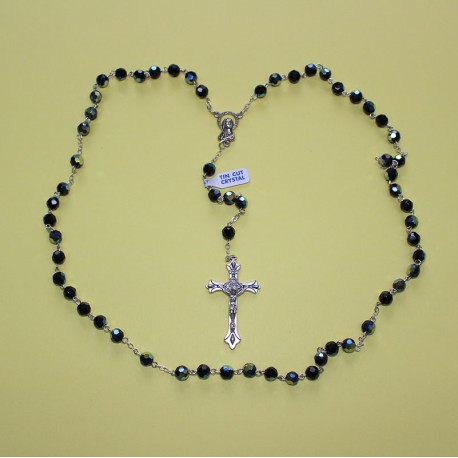 Rosario cristal facetado 32 fases negro