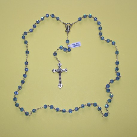 Rosario cristal facetado 32 fases azul